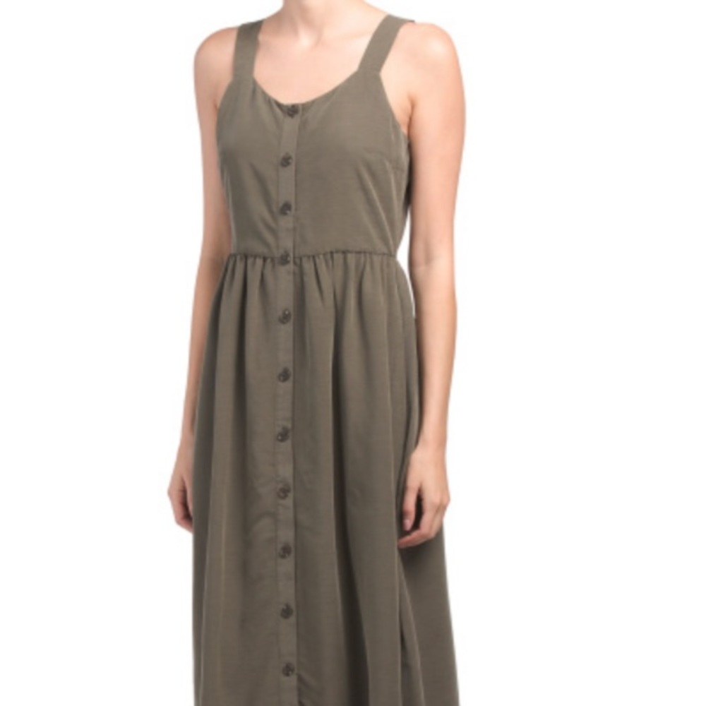 Nicole Miller Green Button Front Midi Dress Sz 12